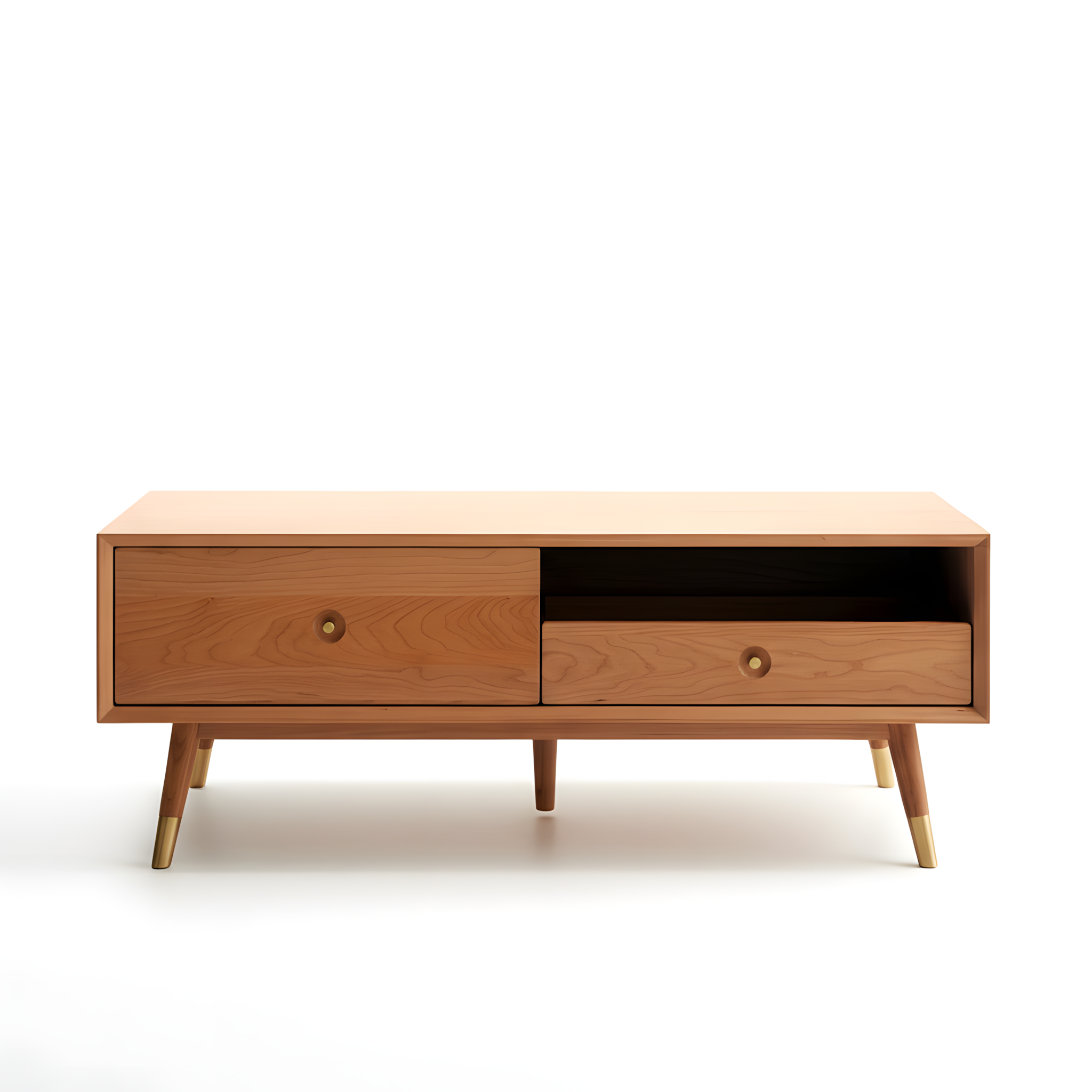 Modern Coffee Table Drawer Storage Wooden Organiser TV Stand Entertainment Cherry Wood 120cm