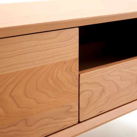 Modern Coffee Table Drawer Storage Wooden Organiser TV Stand Entertainment Cherry Wood 120cm