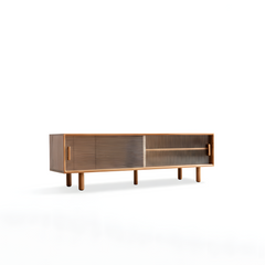 Modern TV Cabinet Entertainment Unit Stand Storage Lowline Wooden Scandinavian Solid Oak 130cm