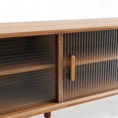 Modern TV Cabinet Entertainment Unit Stand Storage Lowline Wooden Scandinavian Solid Oak 130cm