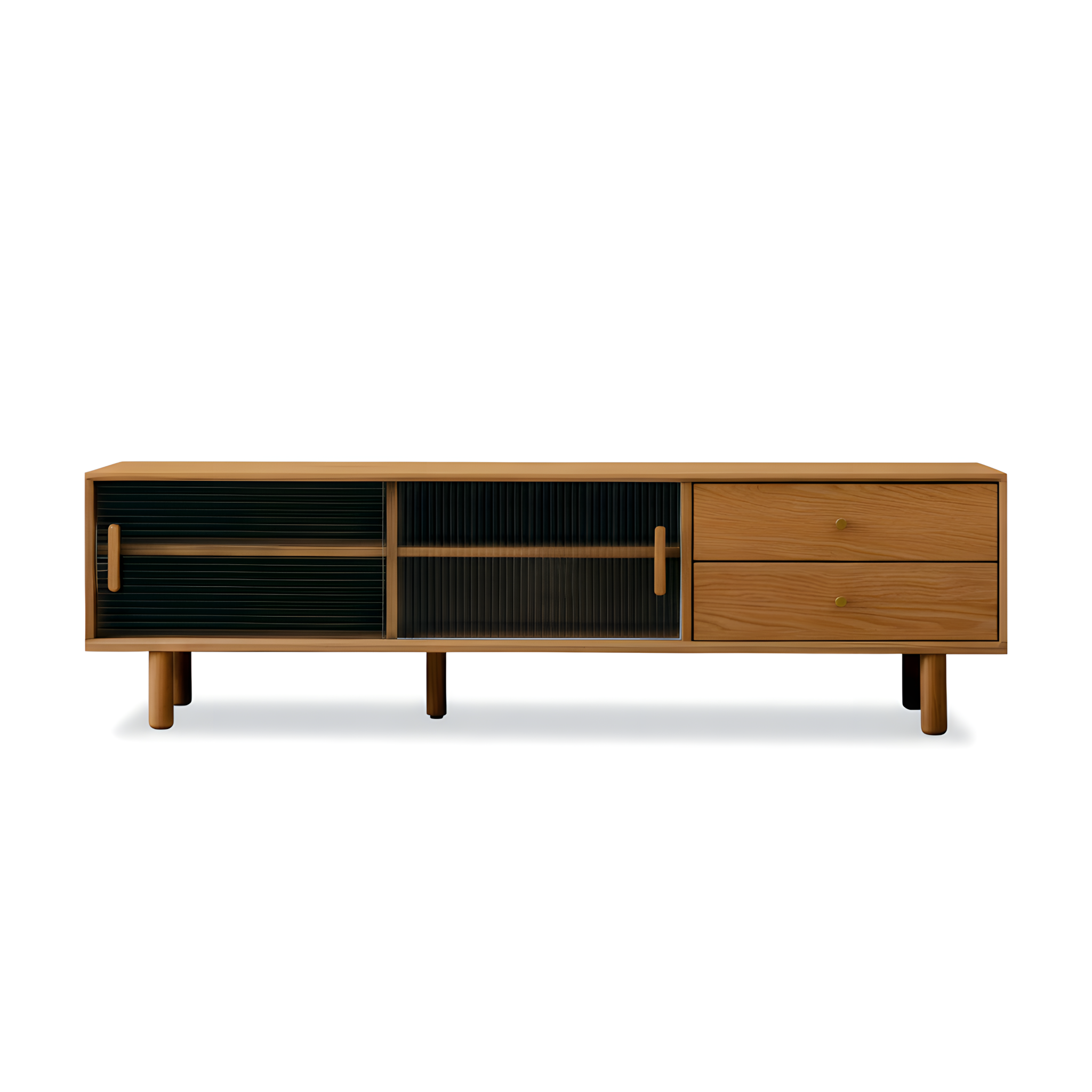 Modern TV Cabinet Entertainment Unit Stand Storage Lowline Wooden Drawers Scandinavian Solid Oak 150cm