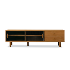Modern TV Cabinet Entertainment Unit Stand Storage Lowline Wooden Drawers Scandinavian Solid Oak 150cm