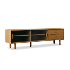 Modern TV Cabinet Entertainment Unit Stand Storage Lowline Wooden Drawers Scandinavian Solid Oak 150cm