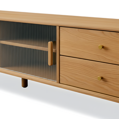 Modern TV Cabinet Entertainment Unit Stand Storage Lowline Wooden Drawers Scandinavian Solid Oak 150cm