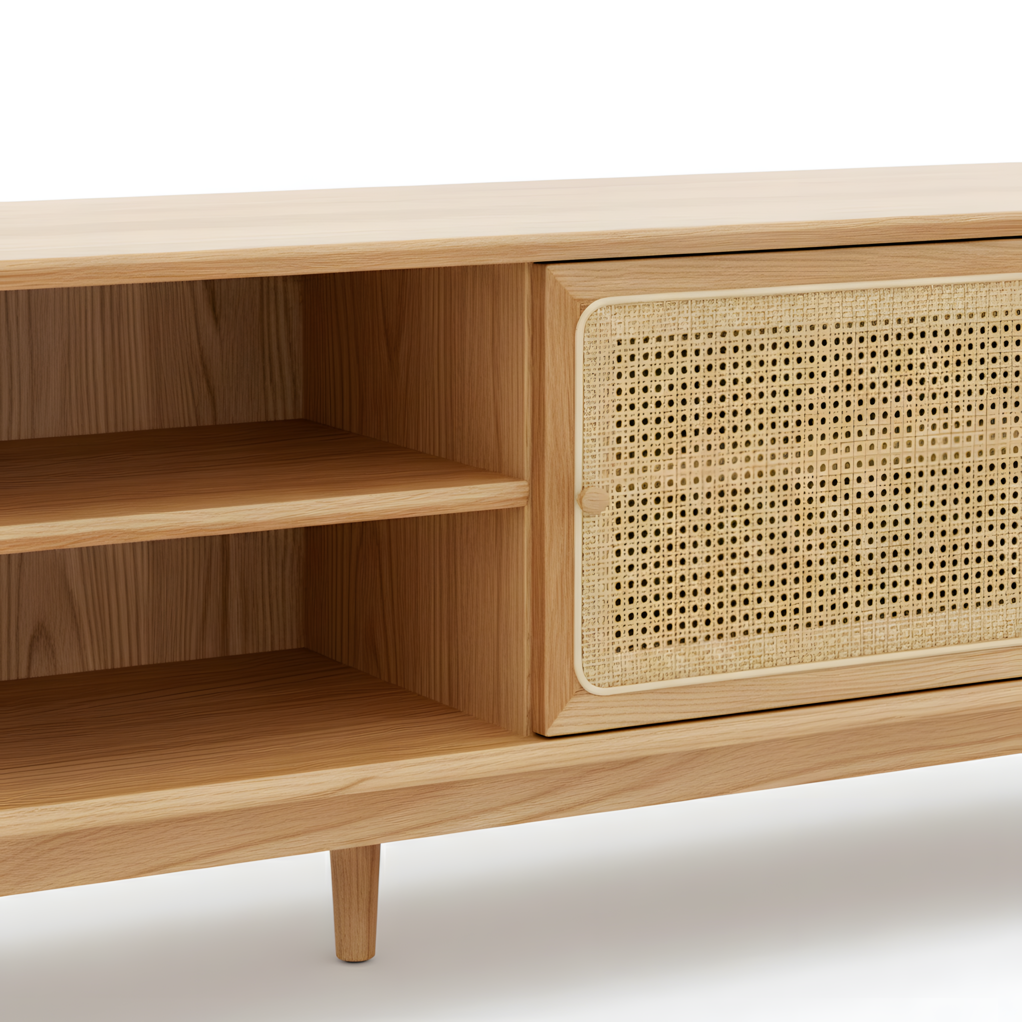 Modern TV Cabinet Entertainment Unit Stand Storage Lowline Wooden Scandinavian Solid Oak 180cm