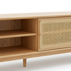 Modern TV Cabinet Entertainment Unit Stand Storage Lowline Wooden Scandinavian Solid Oak 180cm