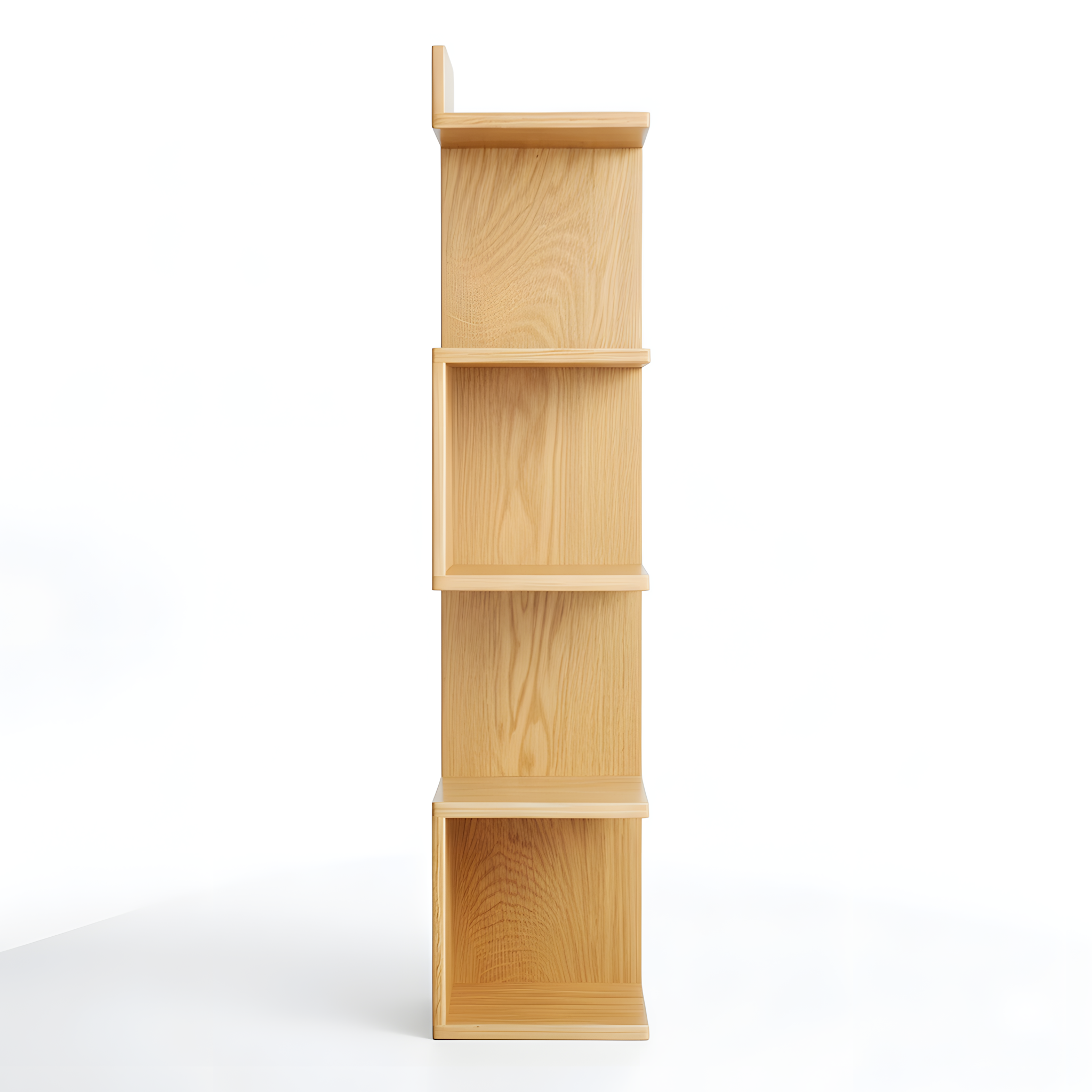 Modern Floating Zig Zag Wall Shelf Hanging Solid American Oak Wood Minimalist Multi Tier Wooden Display Easy to Install for Home or Office