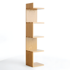 Modern Floating Zig Zag Wall Shelf Hanging Solid American Oak Wood Minimalist Multi Tier Wooden Display Easy to Install for Home or Office